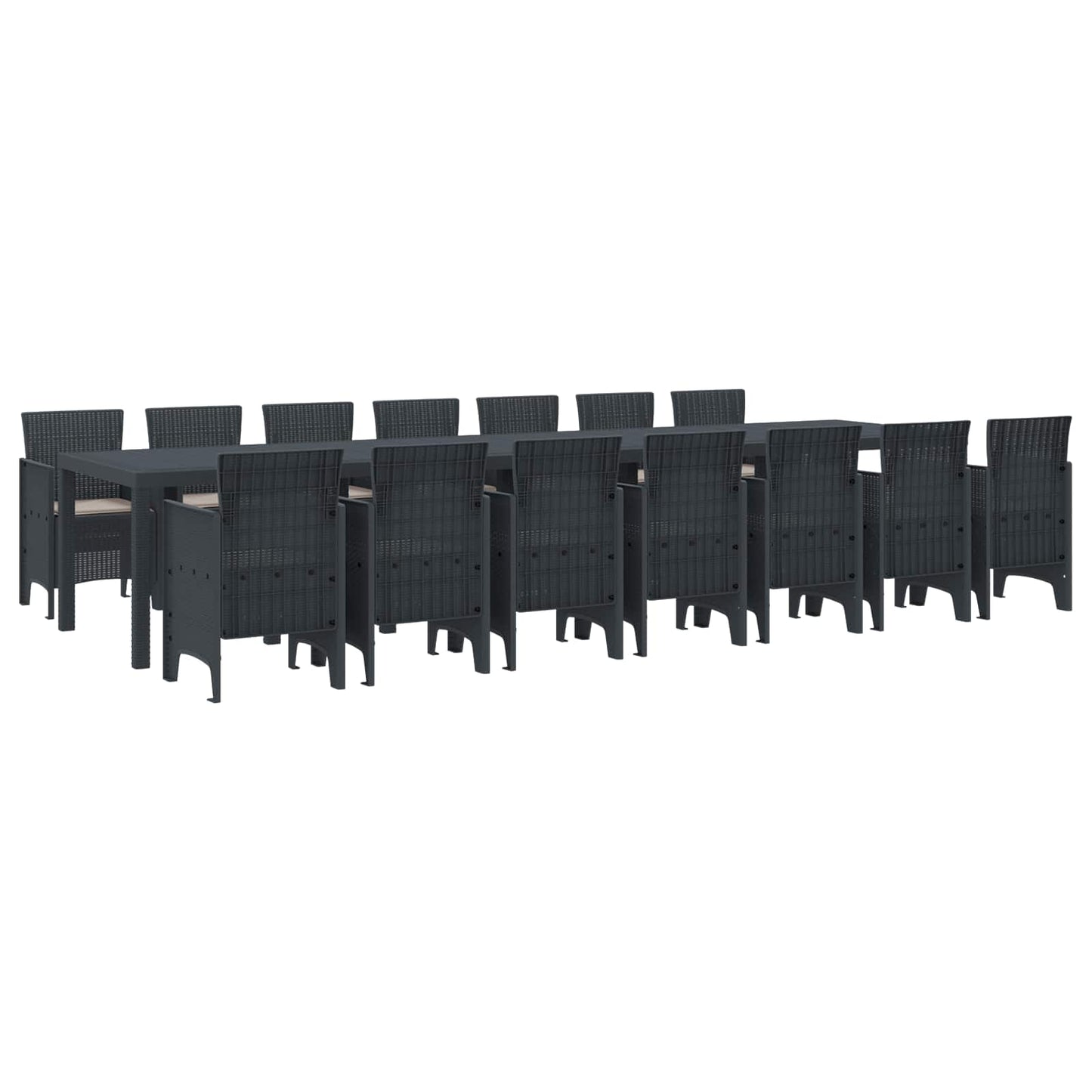 Tuin Eettafelset met kussens met kussen 15 pcs Antraciet PP