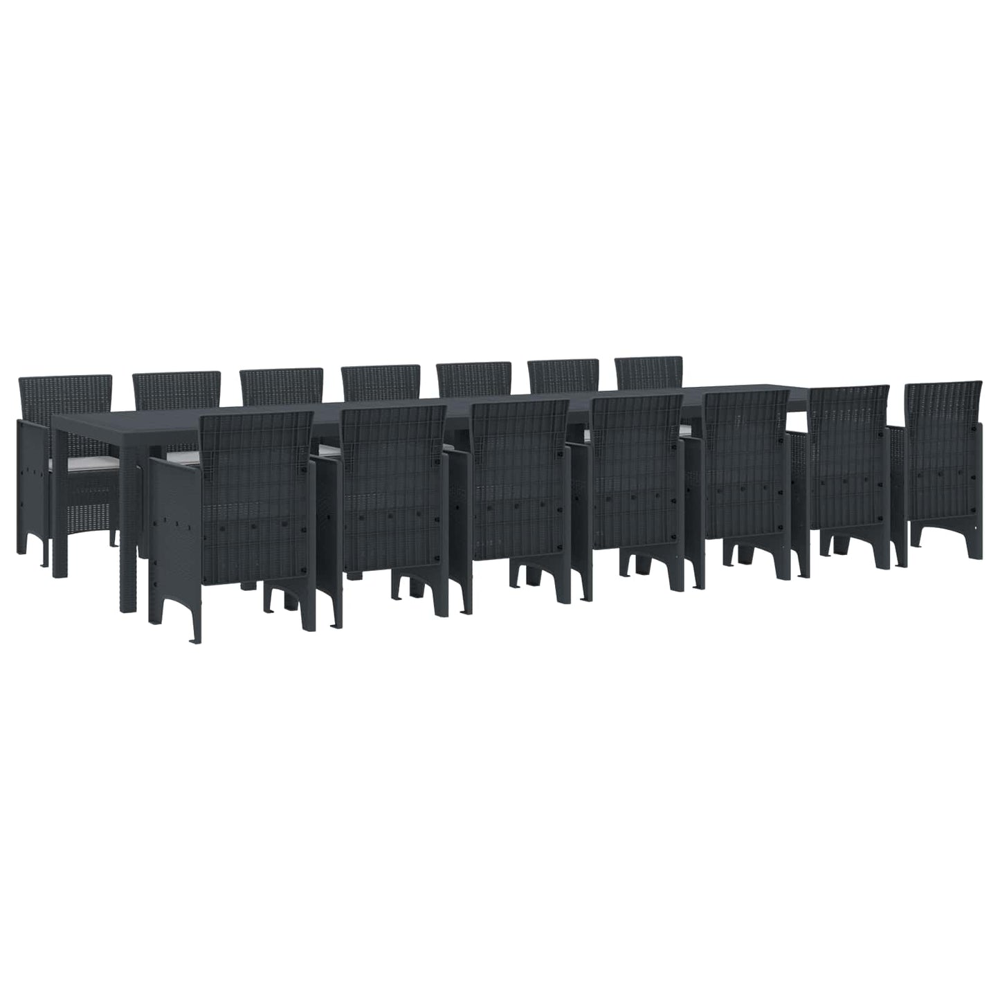 Tuin Eettafelset met kussens met kussen 15 pcs Antraciet PP