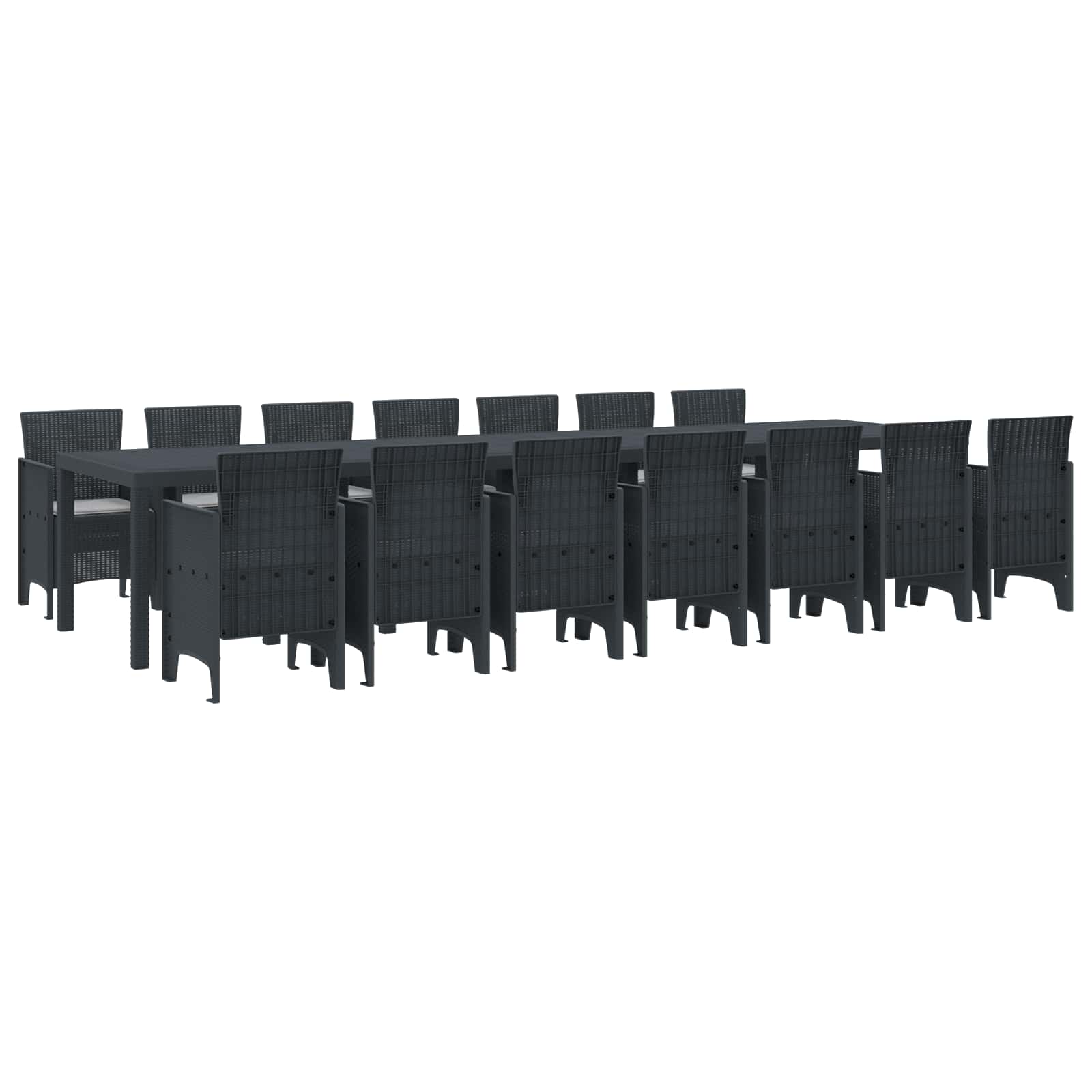 Tuin Eettafelset met kussens met kussen 15 pcs Antraciet PP