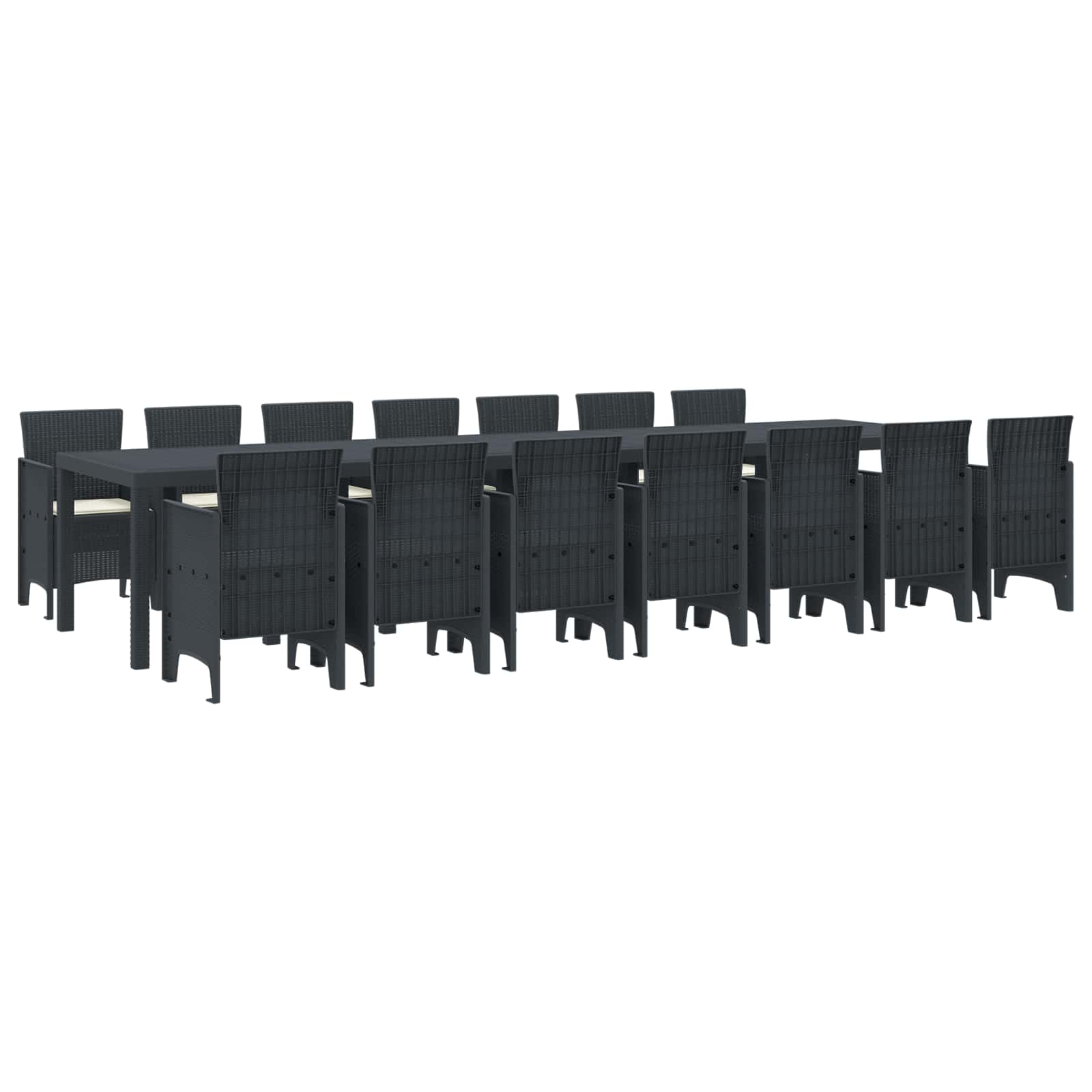 Tuin Eettafelset met kussens met kussen 15 pcs Antraciet PP