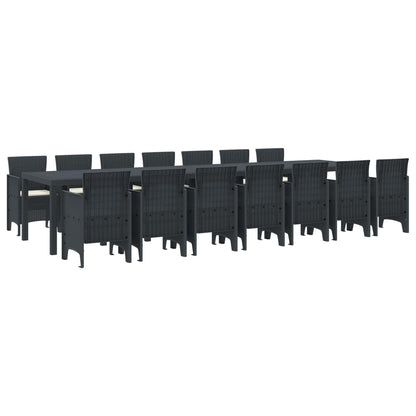 Tuin Eettafelset met kussens met kussen 15 pcs Antraciet PP