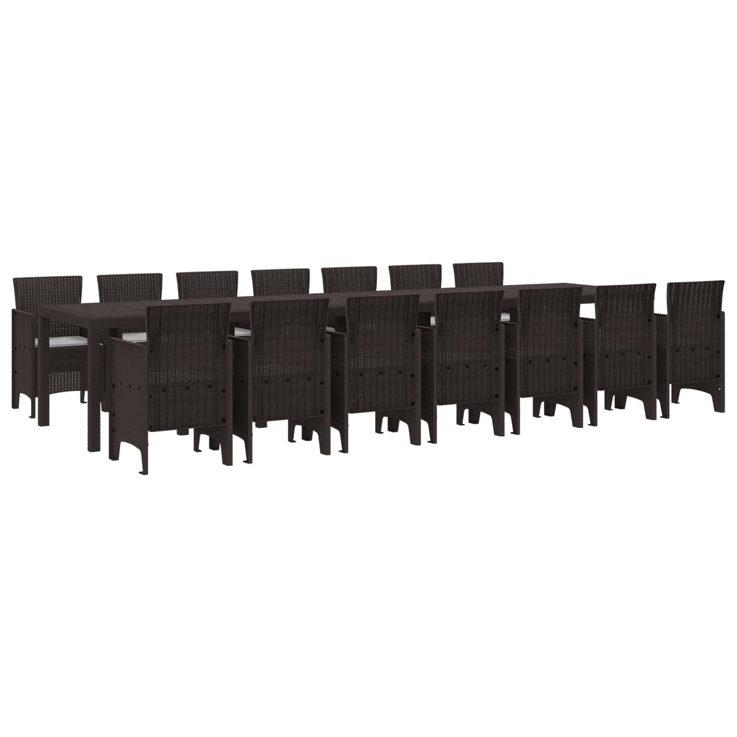 Tuin Eettafelset met kussens met kussen 15 pcs Bruin PP