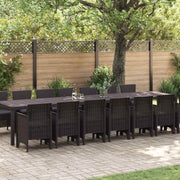 Tuin eettafelset poly rattan bruin 14 personen 400x100 cm