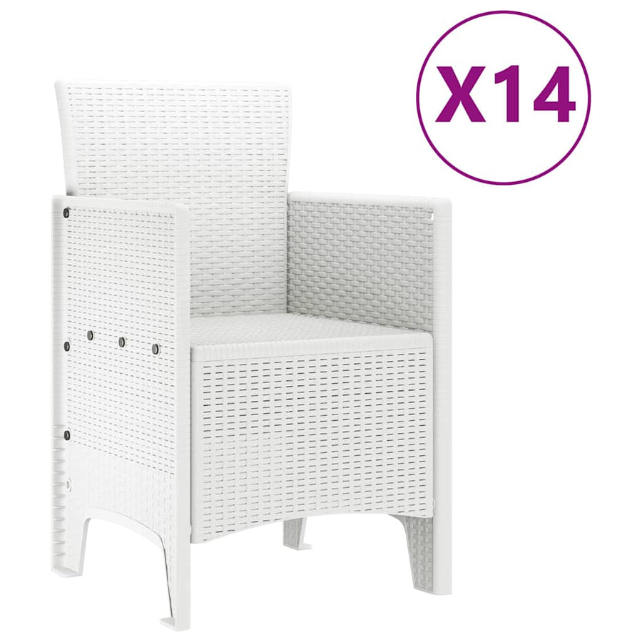 Tuin Eettafelset met kussens 15 st Wit PP