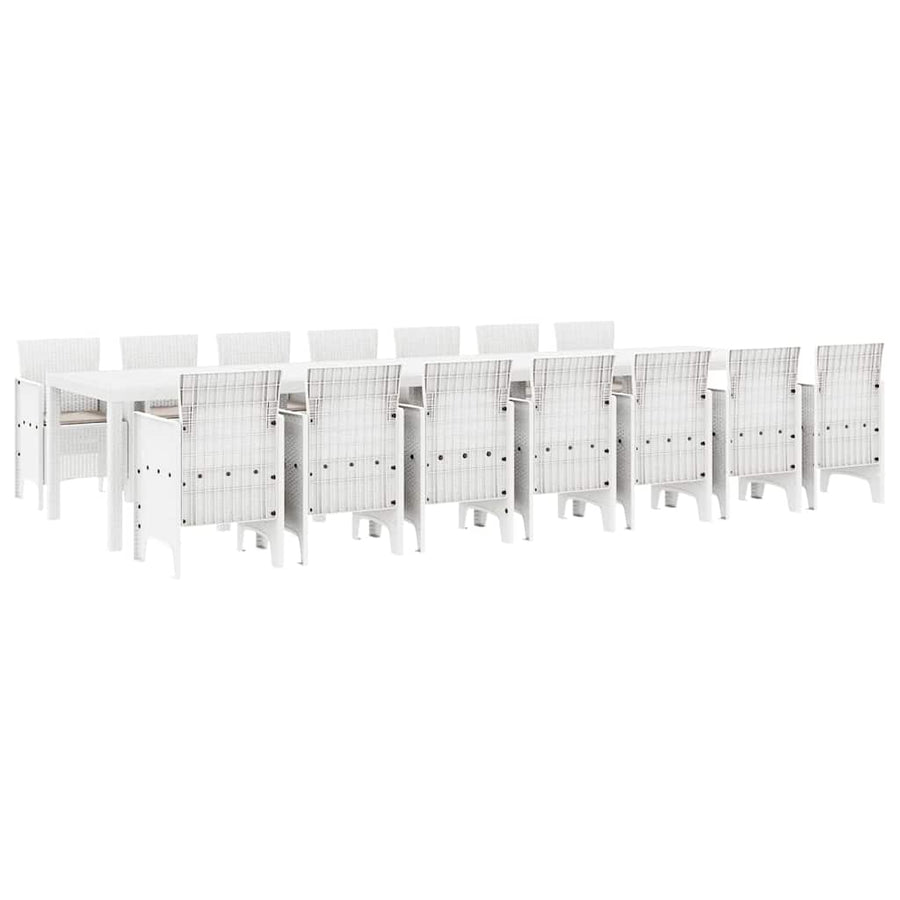 Tuin Eettafelset met kussens 15 st Wit PP