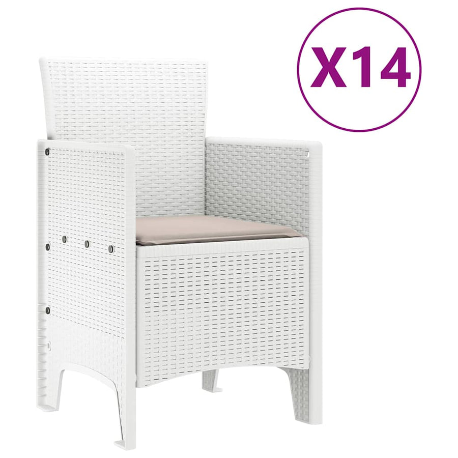 Tuin Eettafelset met kussens 15 st Wit PP