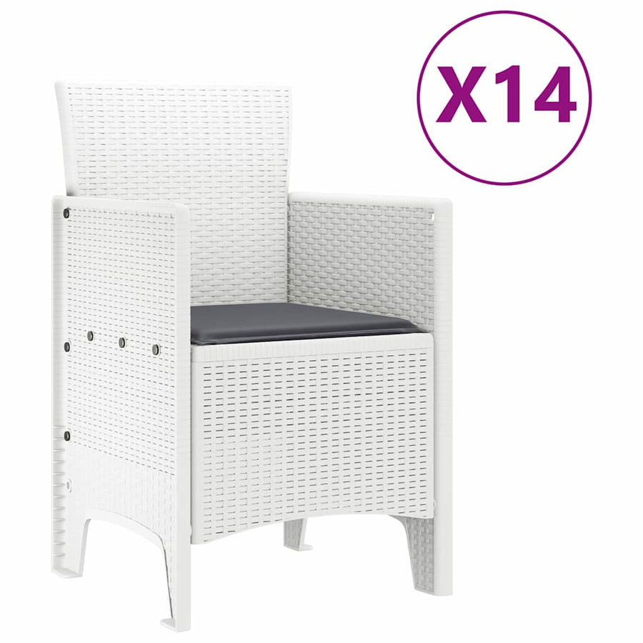 Tuin Eettafelset met kussens 15 st Wit PP