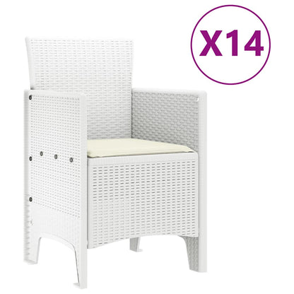 Tuin Eettafelset met kussens 15 st Wit PP