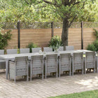 Tuin eettafelset 15-delig lichtgrijs poly rattan