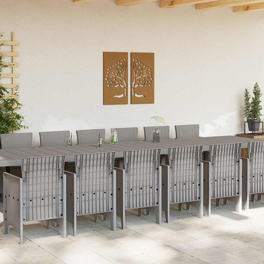 Tuin Eettafelset met kussens met kussen 15 pcs Lichtgrijs PP
