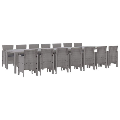 Tuin Eettafelset met kussens met kussen 15 pcs Lichtgrijs PP