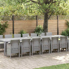 Tuin eettafelset 15-delig lichtgrijs poly rattan
