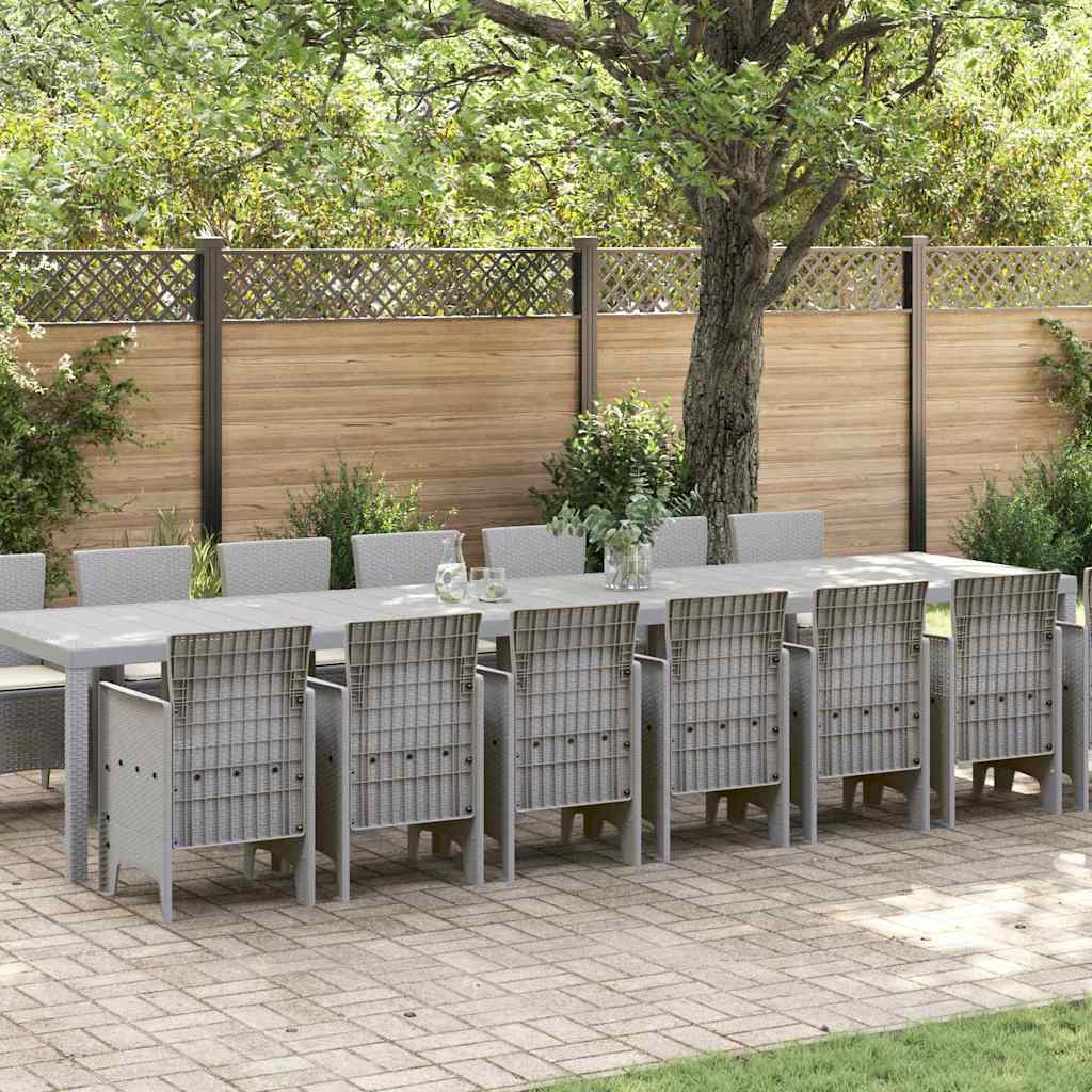 Tuin Eettafelset met kussens met kussen 15 pcs Lichtgrijs PP