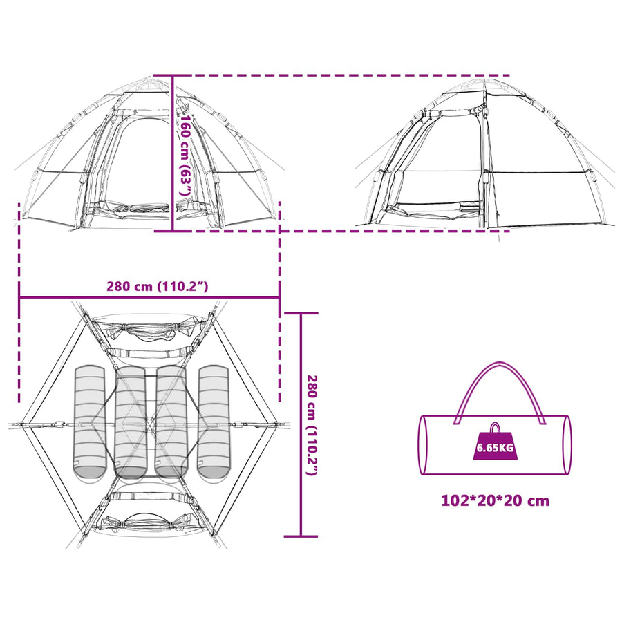 Directe Tent met opslag Blauw 280 x 280 x 160 cm Staal