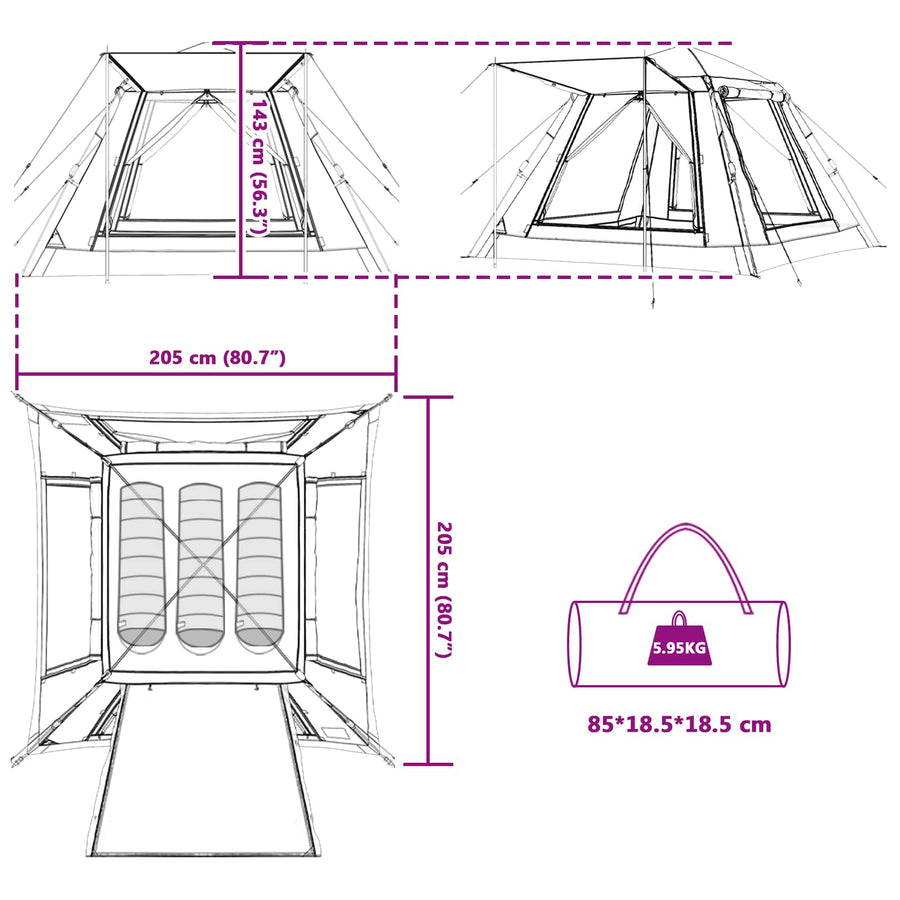 Instant Tent met Regenfly voor 3 Personen met Snelle Bevrijding