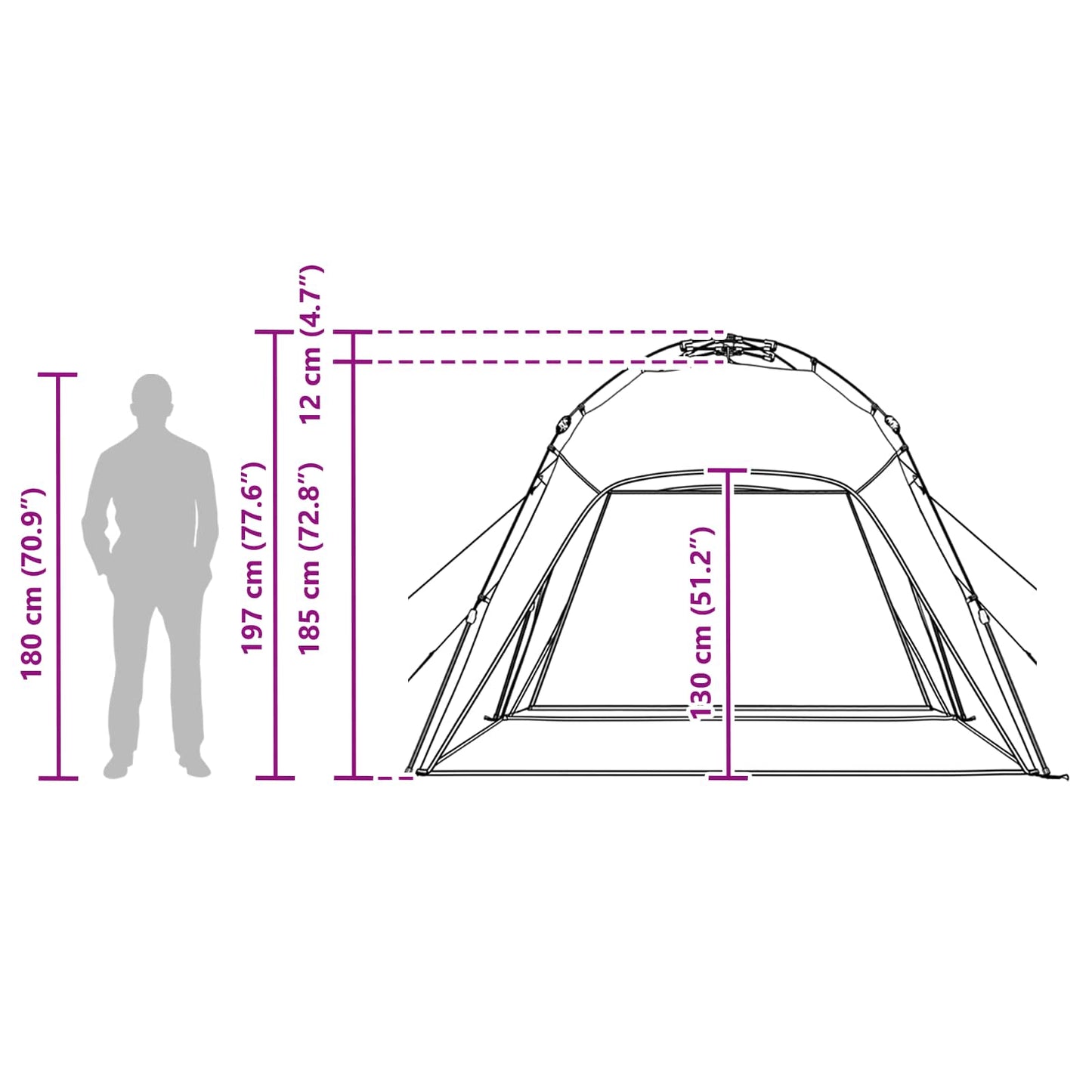 Directe Tent met opslag Zeegroen 260 x 260 x 185 cm Staal