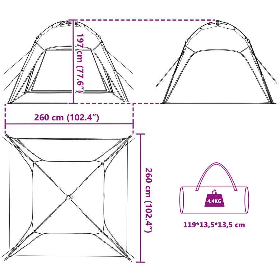 Directe Tent met opslag Grijs 260 x 260 x 185 cm Staal