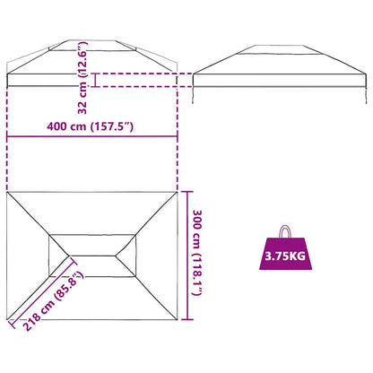 Gazebo Dekking Vervanging Doorzichtig 400 x 300 x 32 cm PVC