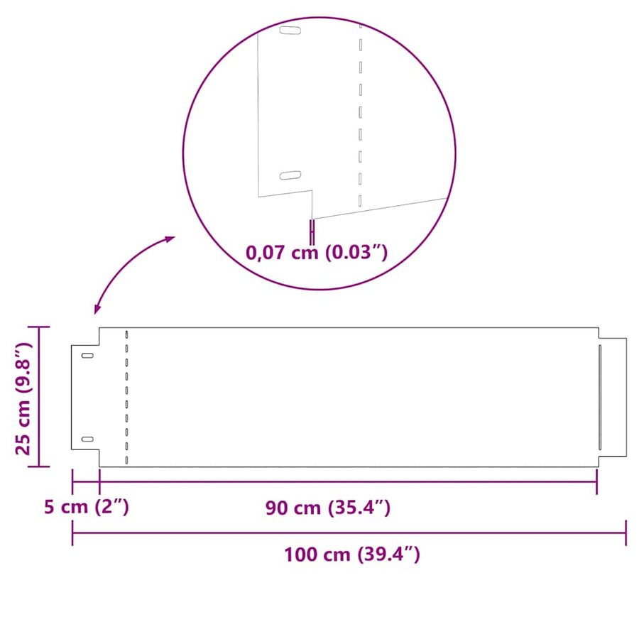 Gazonranden 5 pcs Zilver 100 x 25 x 0,07 cm