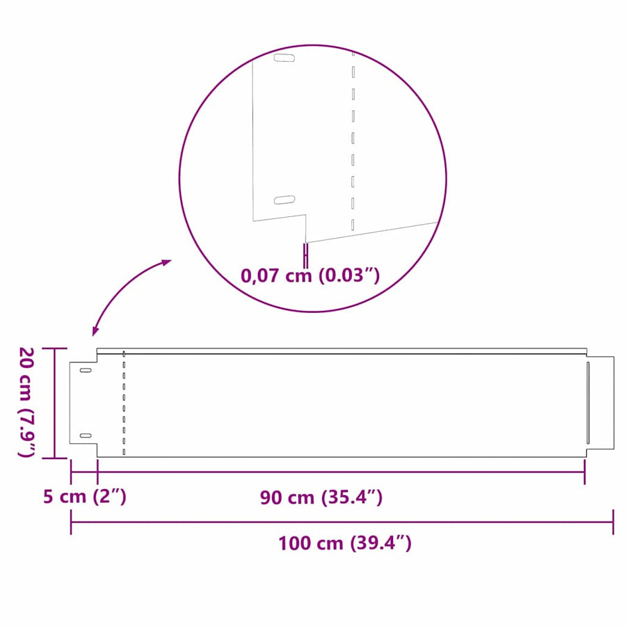 Grashek Gegalvaniseerde kleur 100 x 20 x 0.07 cm