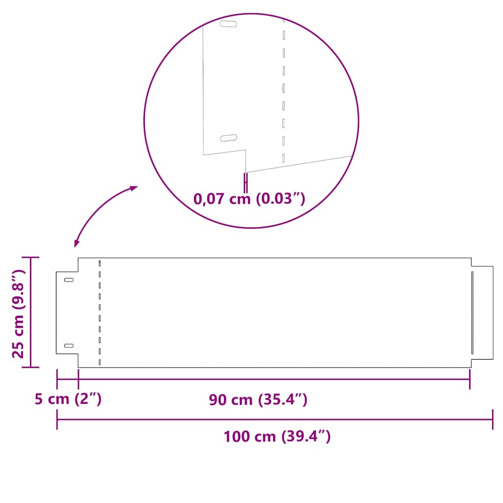 Gazonranden 10 pcs Zilver 100 x 25 x 0,07 cm