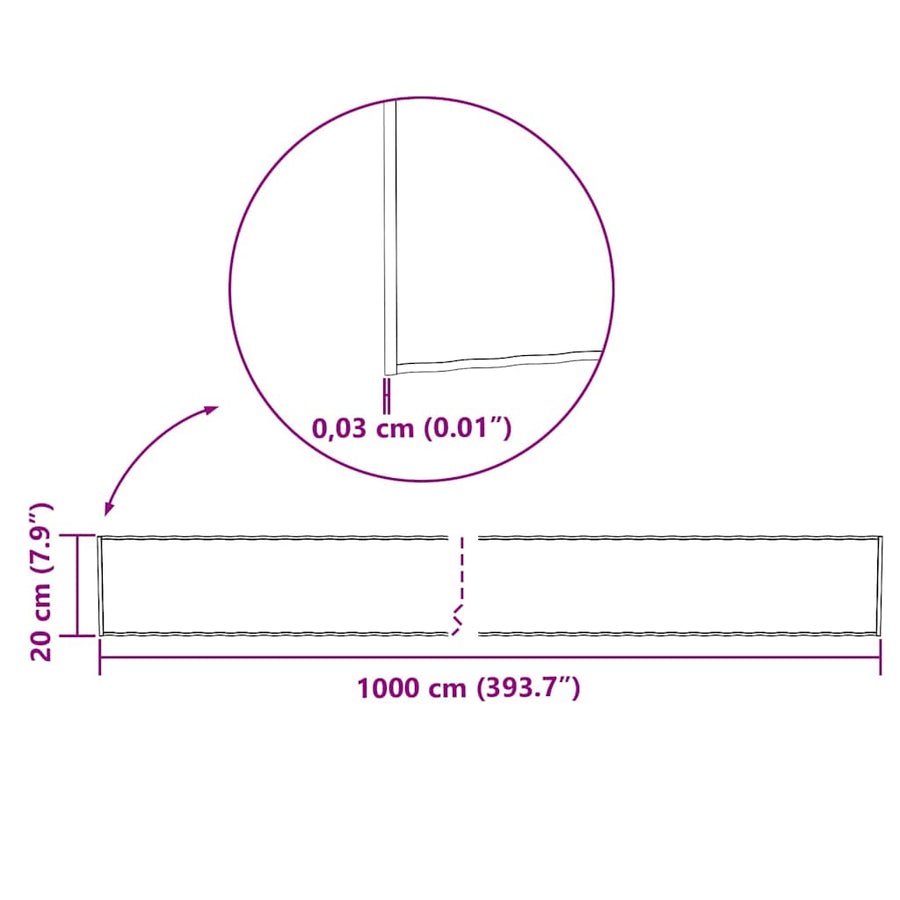 Gras Rand Zilver 1000 x 20 x 0,03 cm