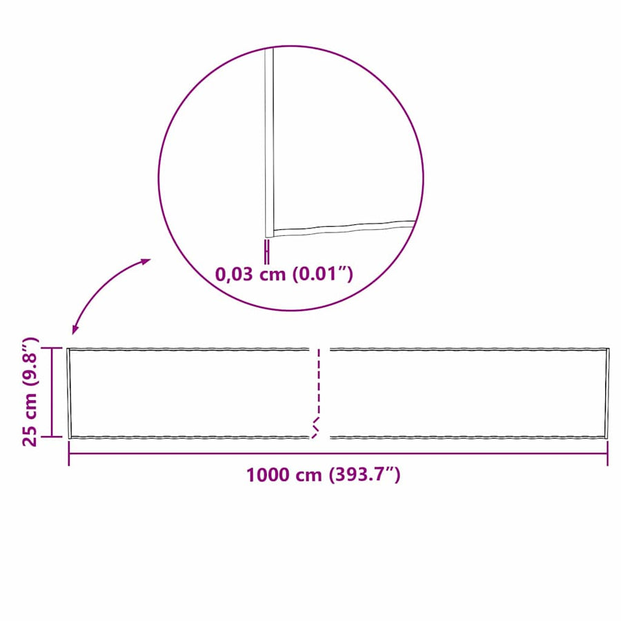 Gras Rand Zilver 1000 x 25 x 0,03 cm