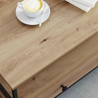 Salontafel met lade met plank met opslag artisanaal eikenkleurig 100 x 51 x 45 cm