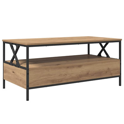 Salontafel met lade met plank met opslag artisanaal eikenkleurig 100 x 51 x 45 cm