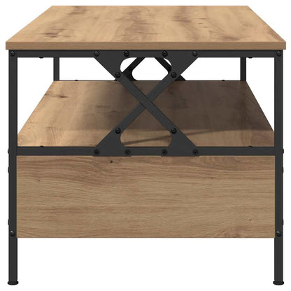 Salontafel met lade met plank met opslag artisanaal eikenkleurig 100 x 51 x 45 cm