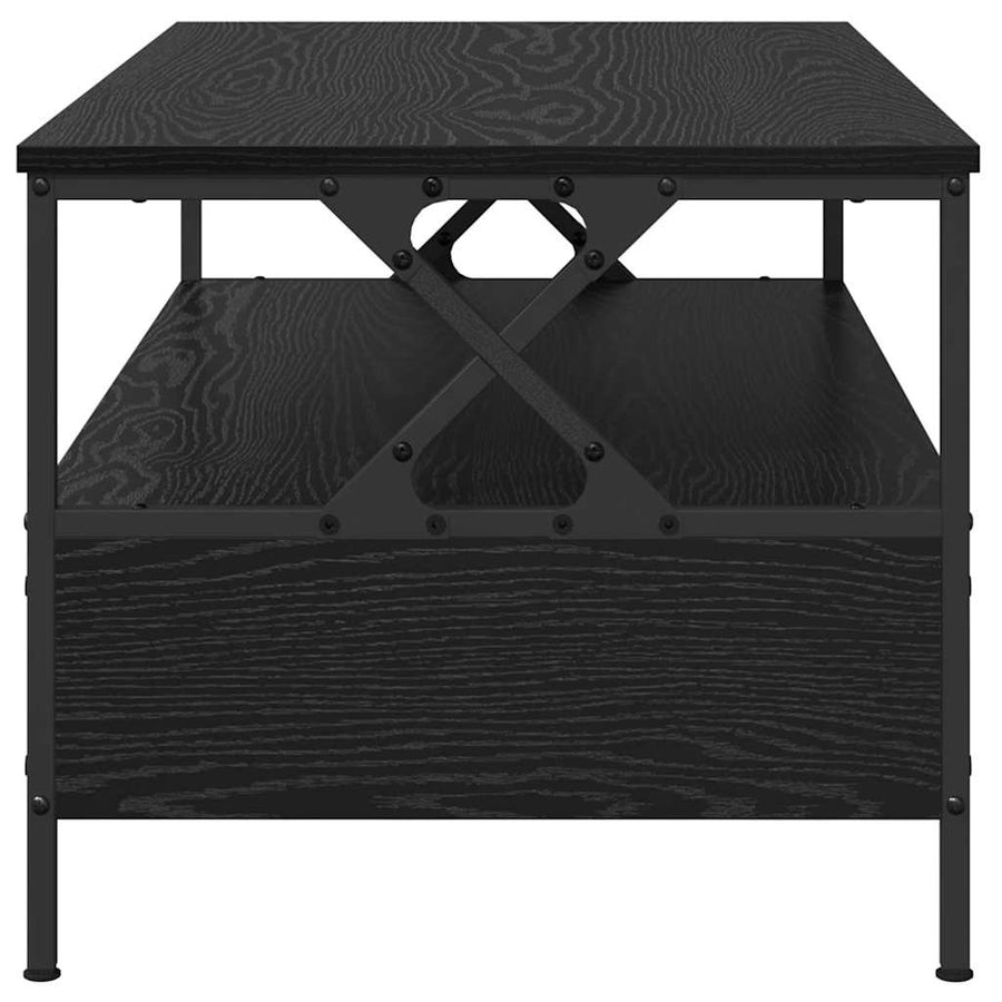 Salontafel met lade met plank met opslag Zwart eiken 100 x 51 x 45 cm Bewerkt hout