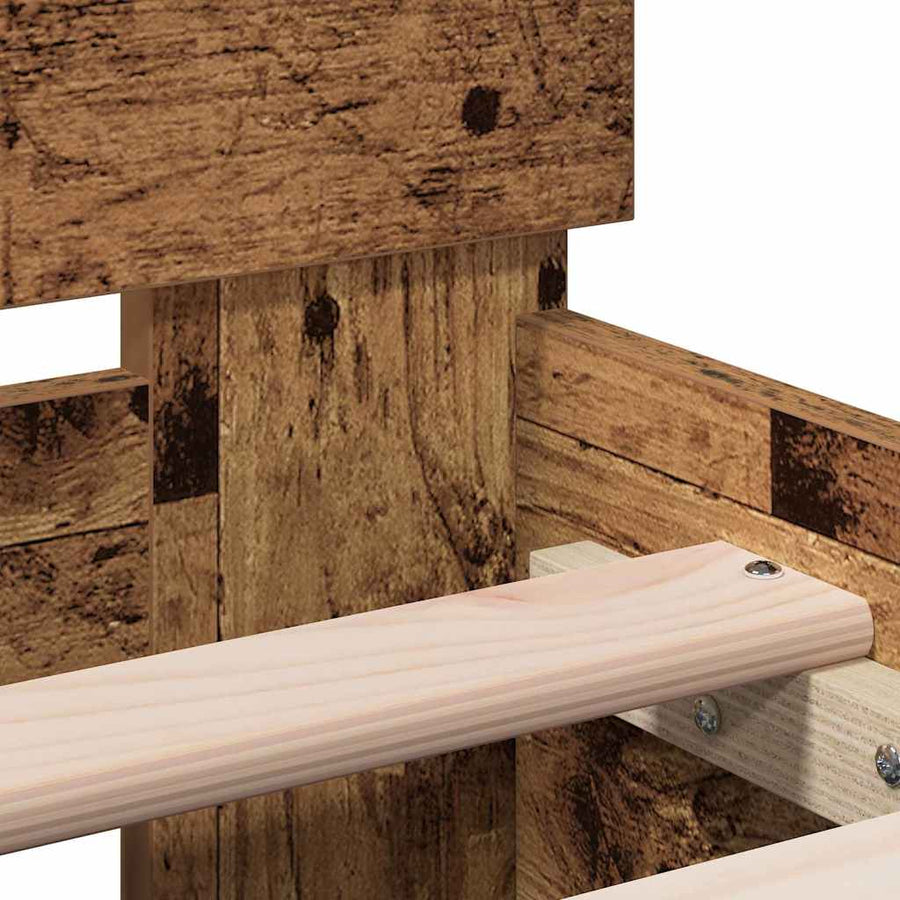 Bedframe Met Hoofdeinde Oudhout 193 X 95 X 88 Cm Bewerkt Hout 90 x 190 cm