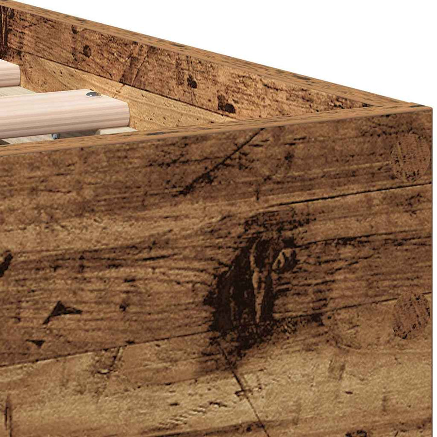 Bedframe Met Hoofdeinde Oudhout 193 X 95 X 88 Cm Bewerkt Hout 90 x 190 cm