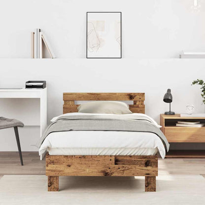 Bedframe Met Hoofdeinde Oudhout 193 X 95 X 88 Cm Bewerkt Hout 90 x 190 cm