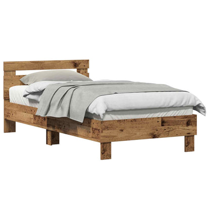 Bedframe Met Hoofdeinde Oudhout 193 X 95 X 88 Cm Bewerkt Hout 90 x 190 cm