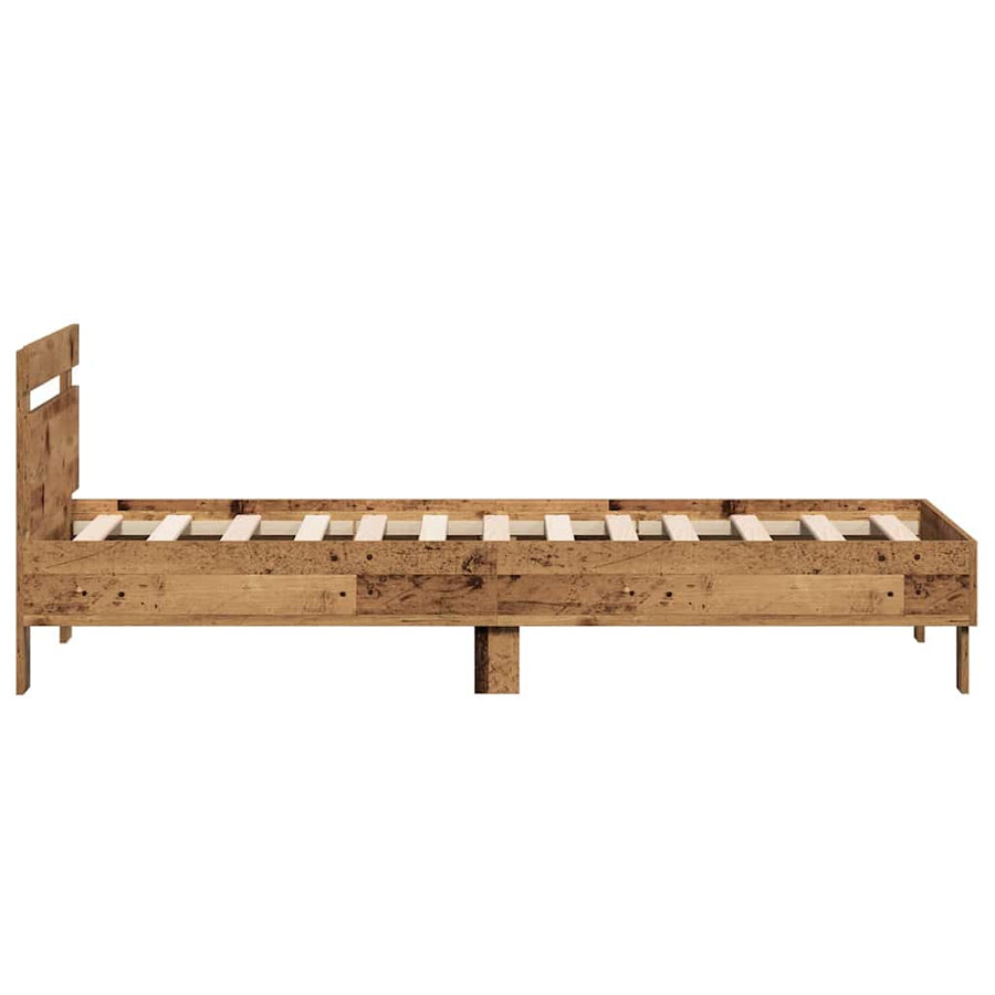 Bedframe Met Hoofdeinde Oudhout 193 X 95 X 88 Cm Bewerkt Hout 90 x 190 cm
