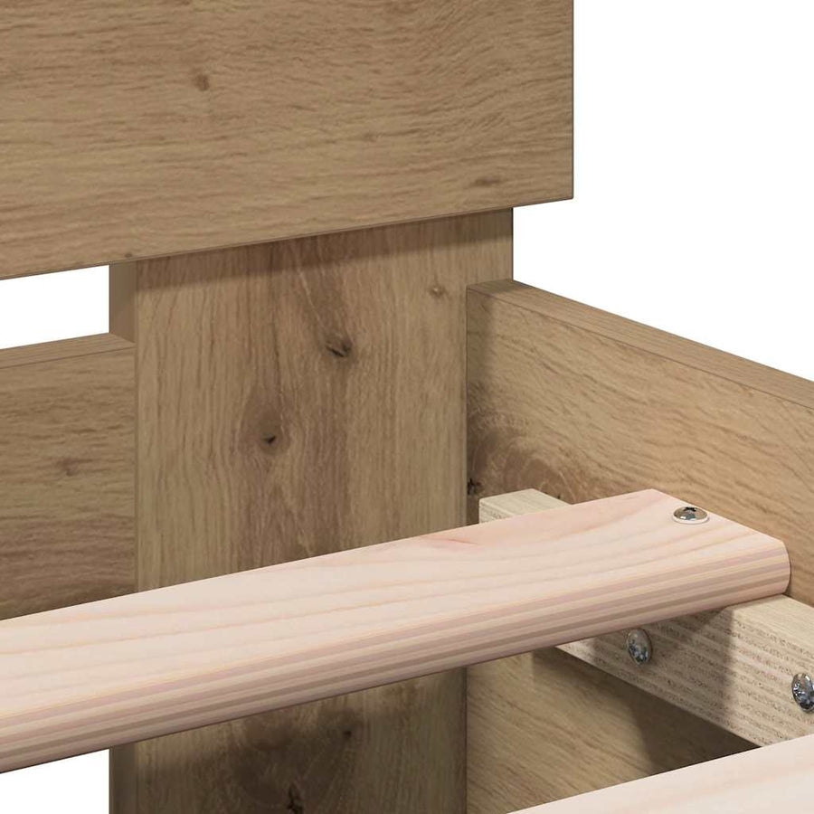 Bedframe Artisan Eiken 193 X 95 X 88 Cm Bewerkt Hout 90 x 190 cm