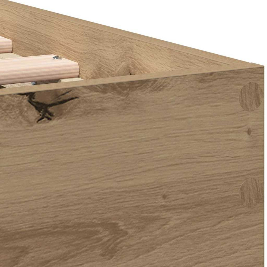 Bedframe Artisan Eiken 193 X 95 X 88 Cm Bewerkt Hout 90 x 190 cm