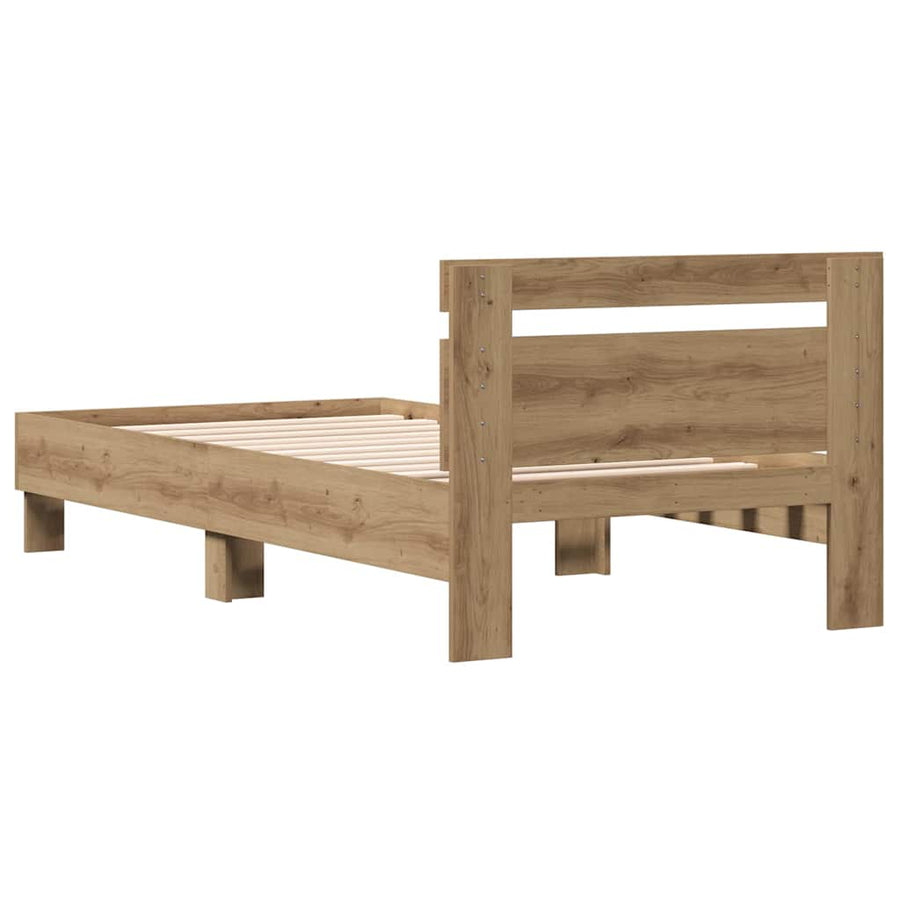 Bedframe Artisan Eiken 193 X 95 X 88 Cm Bewerkt Hout 90 x 190 cm