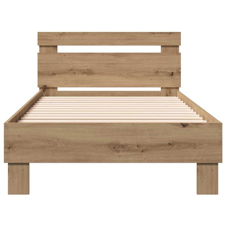 Bedframe Artisan Eiken 193 X 95 X 88 Cm Bewerkt Hout 90 x 190 cm