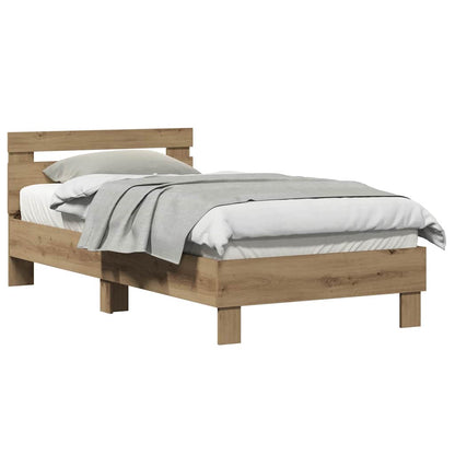 Bedframe Artisan Eiken 193 X 95 X 88 Cm Bewerkt Hout 90 x 190 cm