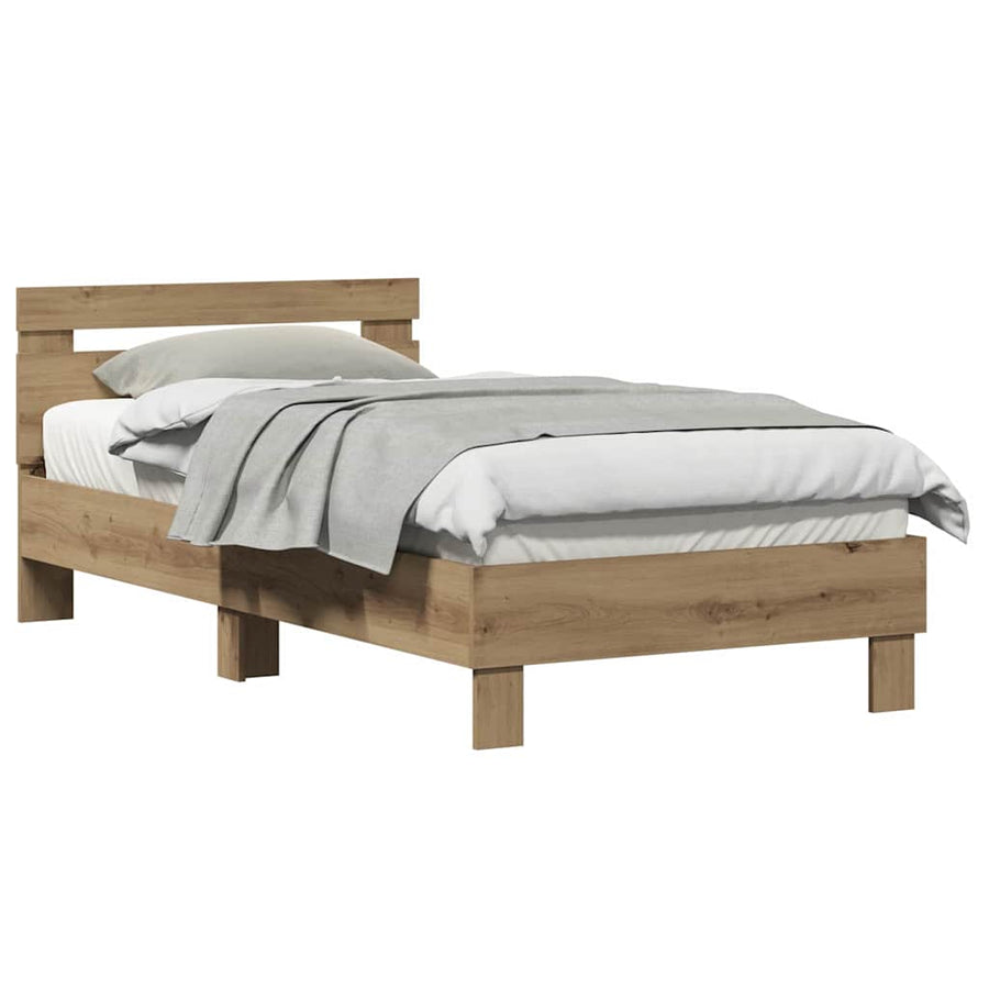 Bedframe Artisan Eiken 193 X 95 X 88 Cm Bewerkt Hout 90 x 190 cm