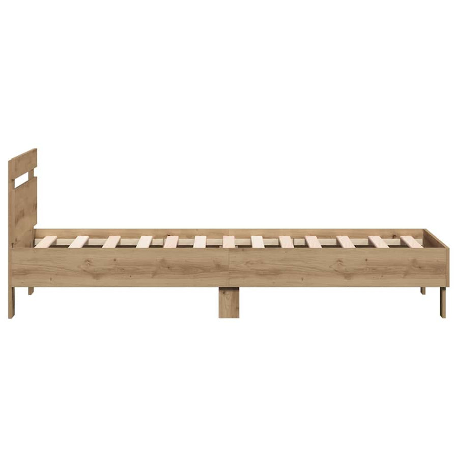 Bedframe Artisan Eiken 193 X 95 X 88 Cm Bewerkt Hout 90 x 190 cm