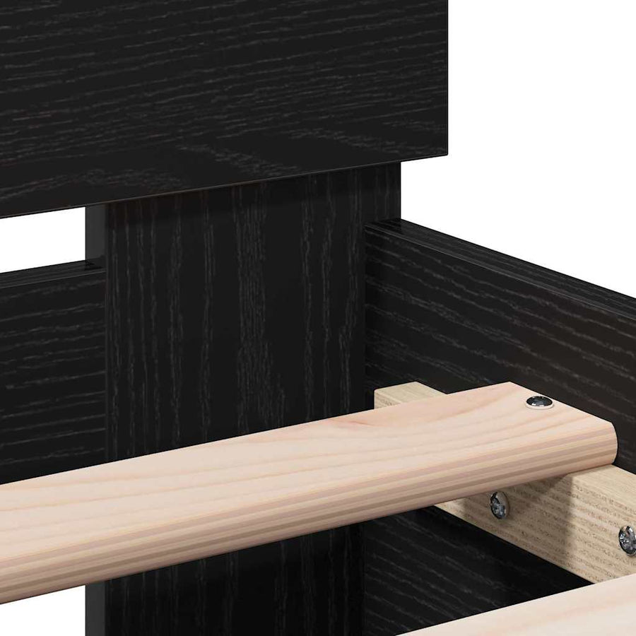 Bedframe Zwart Eiken 193 x 95 x 88 cm Bewerkt hout