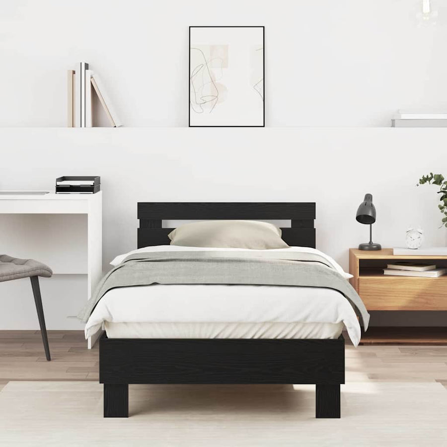 Bedframe Zwart Eiken 193 x 95 x 88 cm Bewerkt hout