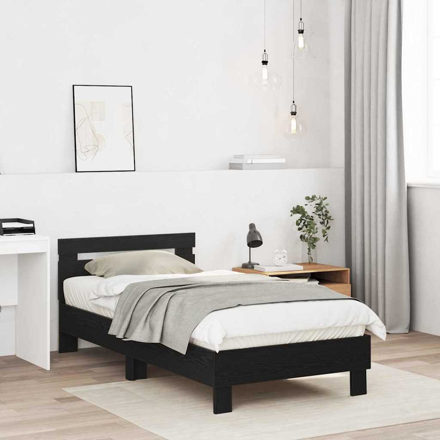 Bedframe Zwart Eiken 193 x 95 x 88 cm Bewerkt hout