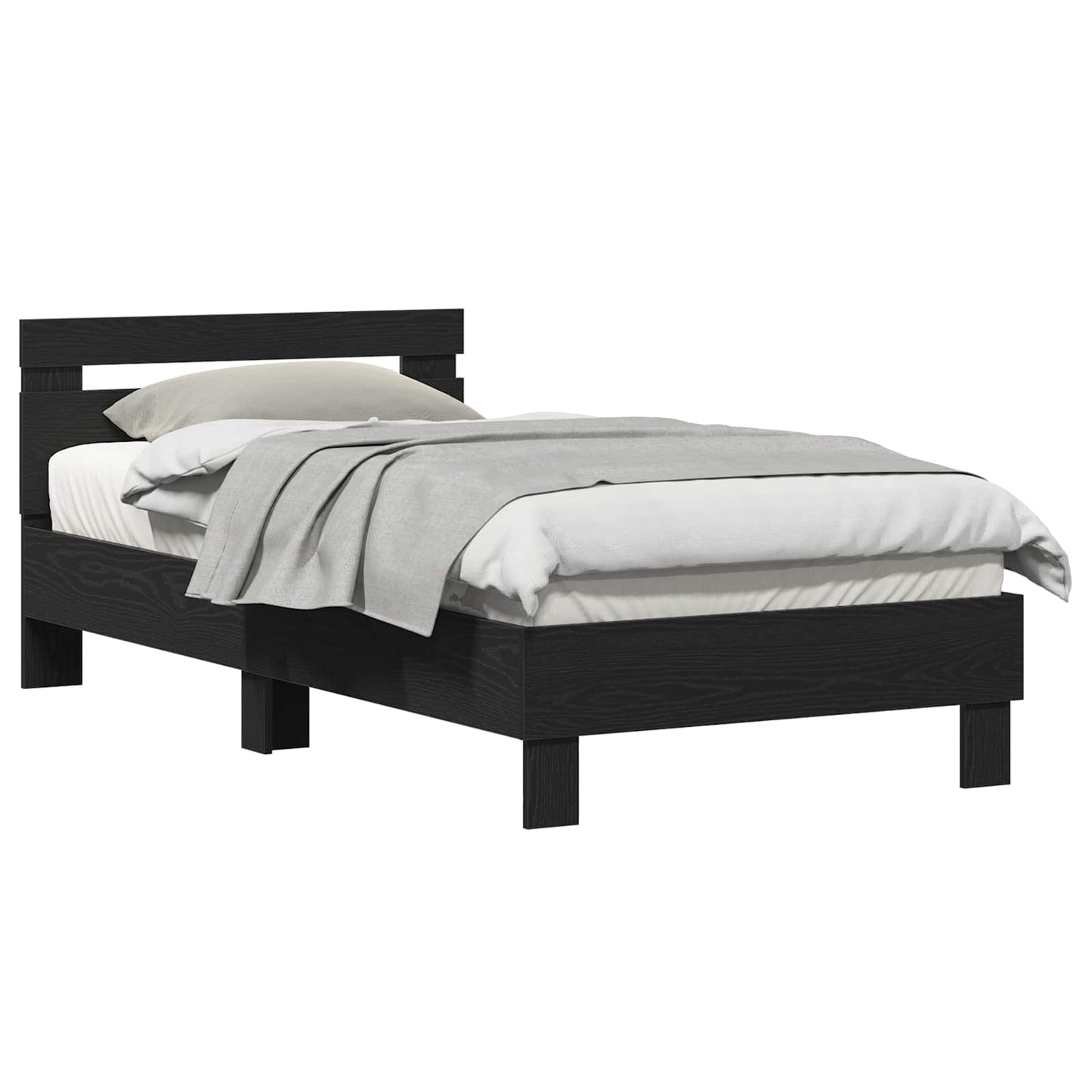 Bedframe Zwart Eiken 193 x 95 x 88 cm Bewerkt hout