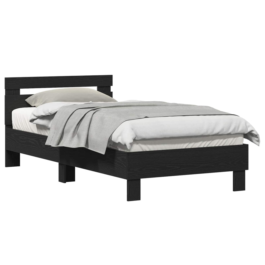 Bedframe Zwart Eiken 193 x 95 x 88 cm Bewerkt hout