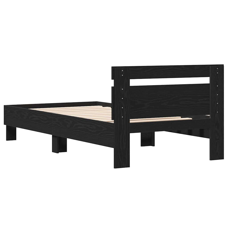 Bedframe Zwart Eiken 193 x 95 x 88 cm Bewerkt hout