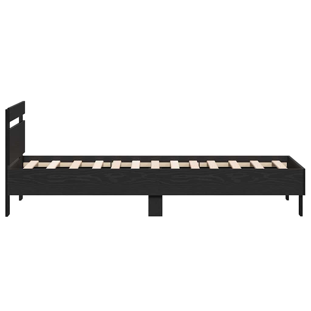 Bedframe Zwart Eiken 193 x 95 x 88 cm Bewerkt hout